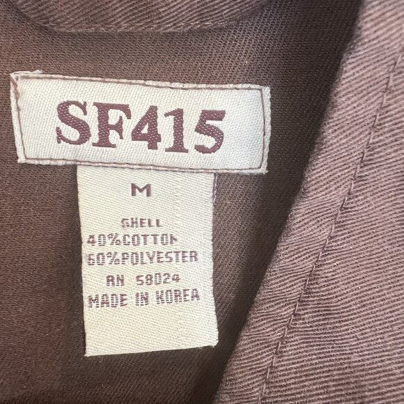 SF415 Full Zip Short Jacket Brown Poly-Cotton Blend Zip Cuff M - Picture 8 of 16